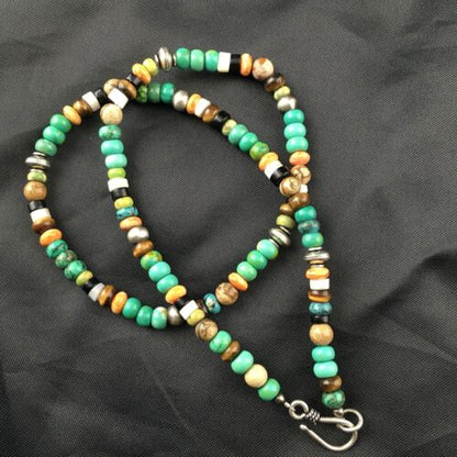 Navajo Orange Spiny Oyster Multi-Color Necklace | 18" | Authentic Native American Handmade | 10154