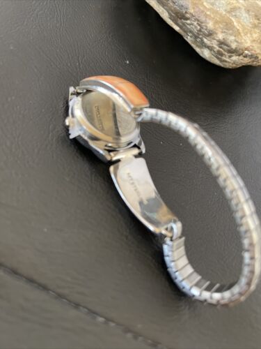 Authentic Navajo Orange Spiny Oyster Inlay Watch Tips | Sterling Silver | Native American Jewelry | 1555