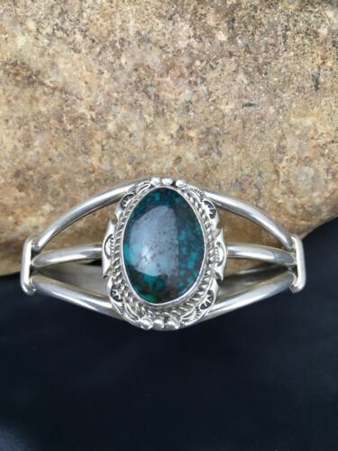 Navajo Spider Web Turquoise Bracelet | Sterling Silver | Authentic Native American Handmade | 5" | 2650