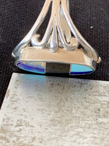 Navajo Turquoise, Lapis & Opal Inlay Ring | Sterling Silver | Sz 11.5 | Authentic Native American | 1487