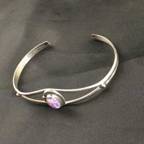 Navajo Pink Opal Bracelet | Sterling Silver Cuff | Authentic Native American Handmade | 10185