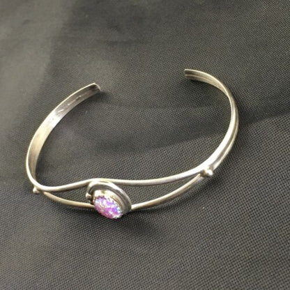 Navajo Pink Opal Bracelet | Sterling Silver Cuff | Authentic Native American Handmade | 10185