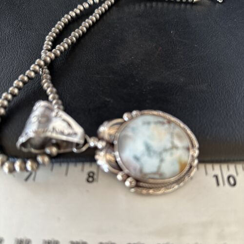 Navajo Blue Golden Hills Pendant Necklace | Sterling Silver | Authentic Native American Handmade | 14601