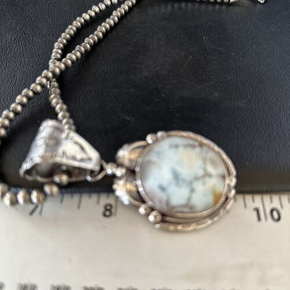 Navajo Blue Golden Hills Pendant Necklace | Sterling Silver | Authentic Native American Handmade | 14601