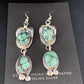 Navajo Green Spiderweb Turquoise Dangle Earrings | Sterling Silver | Authentic Native American Handmade | 13549