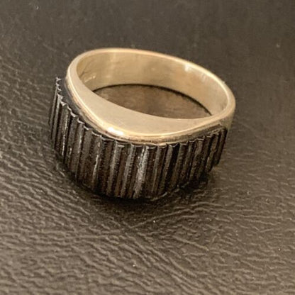 Native American Handmade Navajo Black Onyx Inlay Band Ring | Sz 8.75 | 12426