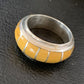 Navajo Yellow Gold Turquoise Inlay Ring | Sterling Silver | Sz 6.5 | Authentic Native American Handmade | 10354