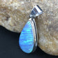 Native American Navajo Blue Opal Inlay Pendant | Sterling Silver | 1.75" | 1124