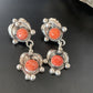 Native American Handmade Navajo Red Spiny Oyster Dangle Earrings | Sterling Silver | 2065