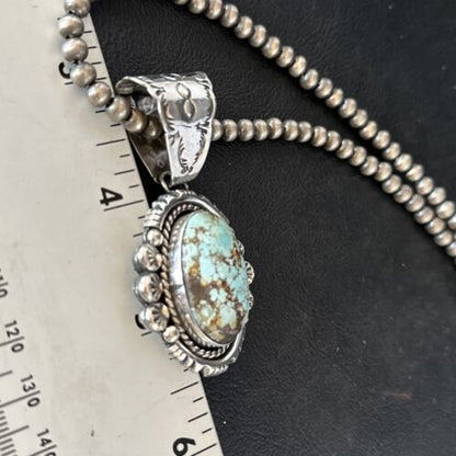 Navajo Blue Golden Hills Pendant Necklace | Sterling Silver | Authentic Native American Handmade | 14351