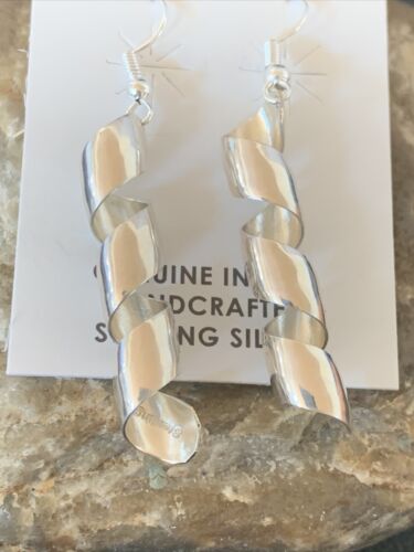 Navajo Stamped Sterling Silver Swirl Earrings Set | Authentic Native American Handmade | 11625