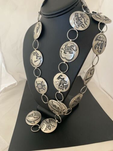 Native American Men's Old Pawn Hopi Concho Belt | Sterling Silver | Authentic Handmade | 1426 - Masha USA