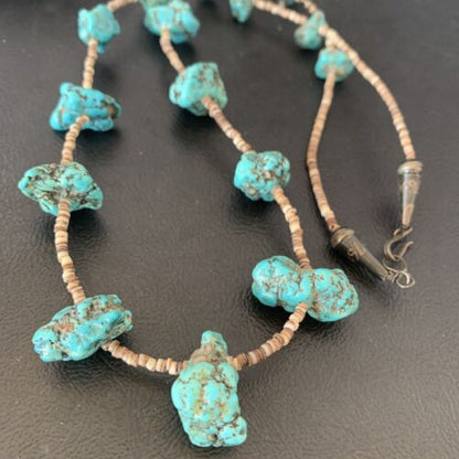 Navajo Turquoise Necklace | Sterling Silver | 24" | Authentic Native American Handmade | 10686