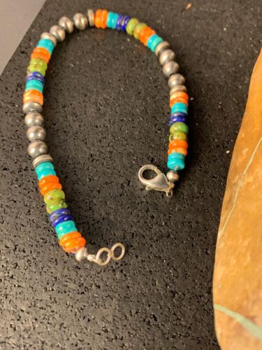 Native American Sterling Silver Multi-Stone Turquoise Lapis Necklace Bracelet Set | Navajo Handmade | 12345 - Masha USA