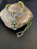 Navajo Green Gaspeite Turquoise Pendant | Authentic Native American Sterling Silver | Multi-Stone | 12265