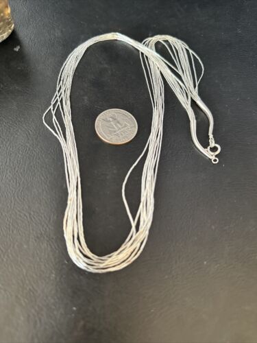 Southwestern Liquid Heishi Necklace | 10 Strands Sterling Silver | 22" Silver Tubes | 14709