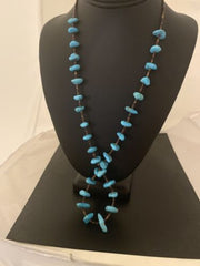 Navajo Sleeping Beauty Kingman Turquoise Nugget Necklace | Sterling Silver | Authentic Native American Handmade | 26" | 00613