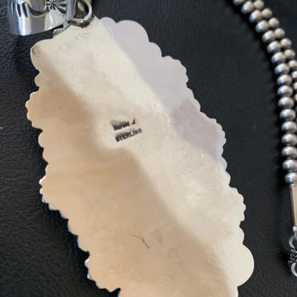 Navajo Pearl Bumblebee Jasper Pendant Necklace | Sterling Silver | Authentic Native American Handmade | 02241