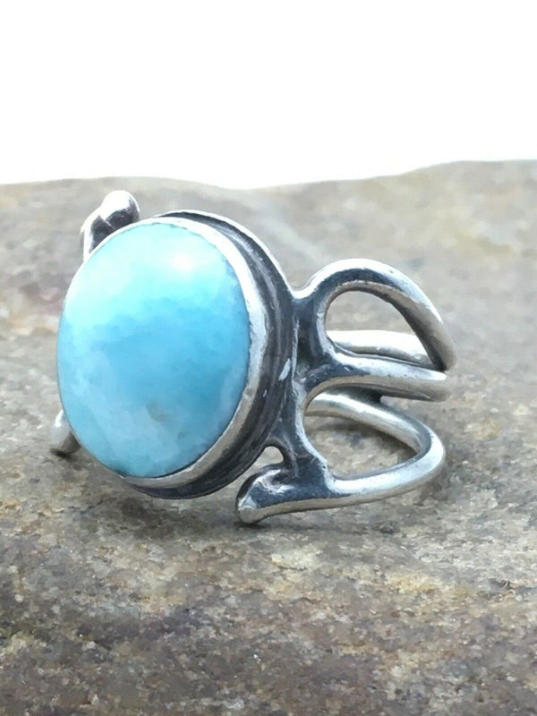 Navajo Handmade Sterling Silver Blue Turquoise Ring | Sz 6.25 | Native American | 4458