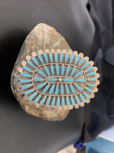 Navajo Zuni Turquoise Multi-Stone Needle Point Ring | Authentic Native American Sterling Silver | Sz 8.5 | 11562