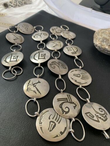 Native American Men's Old Pawn Hopi Concho Belt | Sterling Silver | Authentic Handmade | 1426 - Masha USA