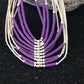 Native American Sugilite Heishi Tubes Necklace | 10 Strand Liquid Sterling Silver | 8558