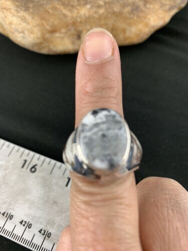 Navajo White Buffalo Turquoise Inlay Ring | Sterling Silver | Sz 8.5 | Authentic Native American Handmade | 4948
