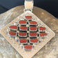 Navajo Red Coral and Multi-Stone Cluster Pendant | Authentic Native American Sterling Silver | 2" | 2101