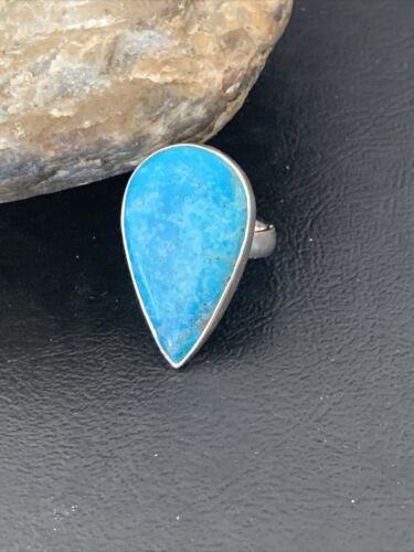 Navajo Blue Kingman Turquoise Ring | Sterling Silver | Sz 6.5 | Authentic Native American Handmade | 11614