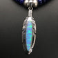 Native American Lapis Opal Pendant Necklace & Earring Set | Sterling Silver | 21" | Navajo Handmade