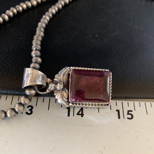 Navajo Purple Spiny Necklace Pendant | Sterling Silver | Authentic Native American Handmade | 13629