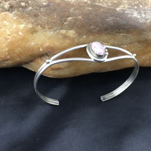 Navajo Pink Opal Bracelet | Sterling Silver Cuff | Authentic Native American Handmade | 10185