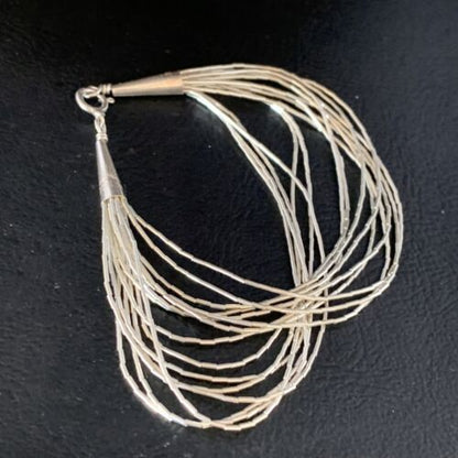 Native American Women's Liquid Silver Heishi 15 Strand Bracelet | Sterling Silver | 6" | 13612