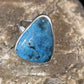 Men's Navajo Blue Kingman Turquoise Ring | Sterling Silver | Adjustable | Sz 5.5 | 10507