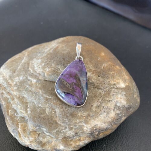 Navajo Pearls Purple Sugilite Pendant | Sterling Silver | 1.50" | Authentic Native American Handmade | 10927