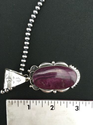 Navajo Pearls Purple Spiny Oyster Pendant Necklace | Sterling Silver | Native American Handmade | 4815
