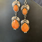 Navajo Orange Spiny Oyster Dangle Earrings | Sterling Silver | Authentic Native American Handmade | 12201