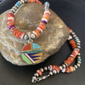 Navajo Multi-Color Spiny Turquoise Inlay Pendant Necklace | Sterling Silver | Authentic Native American Handmade | 12720