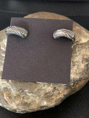 Old Pawn Diamond Cut Sterling Silver Hoop Stud Earrings | 0.25" | 13011