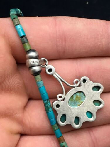 Navajo Turquoise Cluster Pendant Necklace | Sterling Silver | 20" | Authentic Native American Handmade | 4079