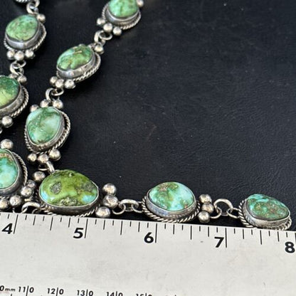 Navajo Sonoran Gold Turquoise Lariat Necklace | Sterling Silver | Native American Handmade | 14406