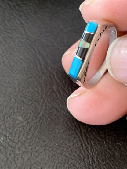 Native American Navajo Blue Lapis Turquoise Opal Inlay Ring | Sz 6 | 11145 - Masha USA