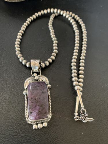Native American Sterling Silver Navajo Pearl Purple Sugilite Pendant | Authentic Handmade | 12444