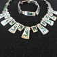 Navajo Old Pawn Sterling Silver Necklace Bracelet Set | Chip Inlay Turquoise | Authentic Native American Jewelry | 11857