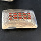 Navajo Red Coral Belt Buckle Concho | Sterling Silver | Authentic Native American Handmade | 14797