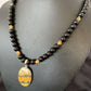 Men's Navajo Pearls Onyx Bumblebee Jasper Necklace Pendant | Sterling Silver | Native American Handmade | 10325