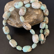 Navajo Blue Turquoise Bead Necklace | Sterling Silver | 20" | Authentic Native American Handmade | 12966