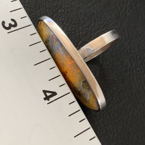 Navajo Bumble Bee Jasper Ring | Sterling Silver | Sz 8 Adjustable | Authentic Native American Handmade | 11545