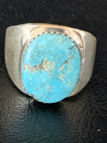 Navajo Blue Kingman Turquoise Ring | Sterling Silver | Sz 11 | Authentic Native American Handmade | 14142