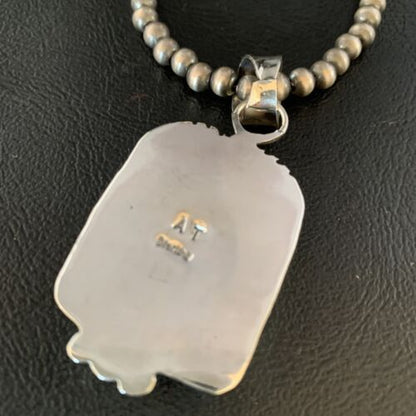 Navajo Bumblebee Jasper Pendant Necklace | Sterling Silver | Authentic Native American Handmade | 13621 - Masha USA